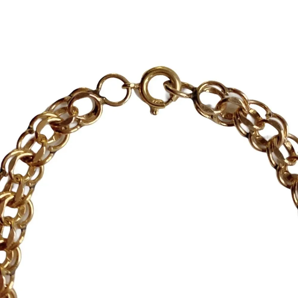 Yellow Gold Filled Double Rollo Great for‎ Charms Link Chain Bracelet